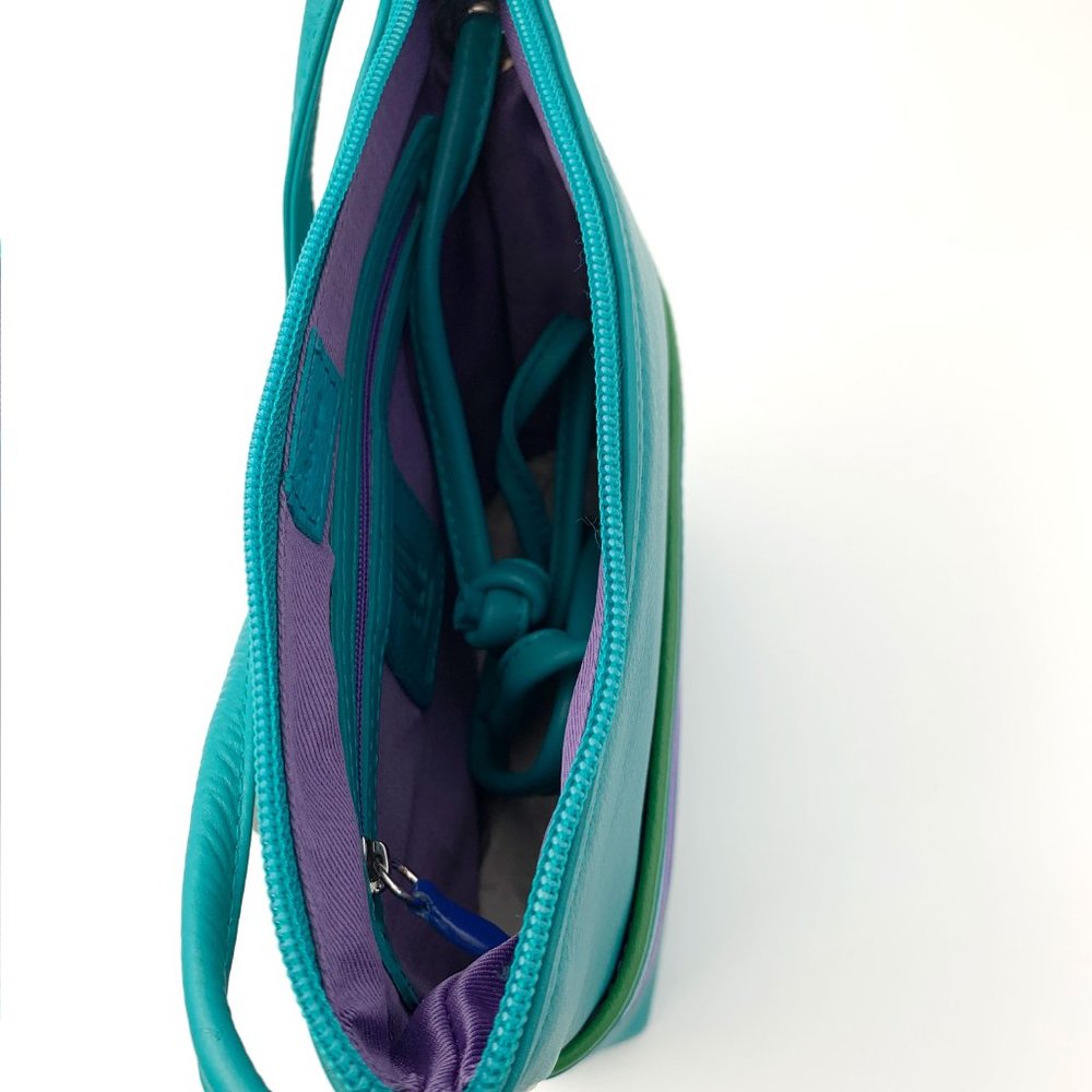 Leather (Rfid Blocking) Multi-Colored Stripe Cros… - image 4